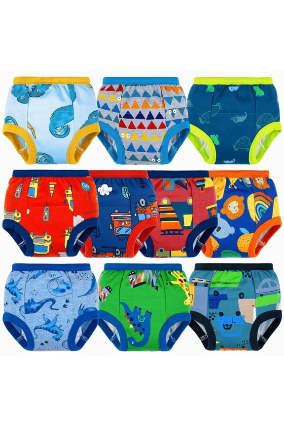 10 Packs Baby Girls' and Boys' Potty Training Pants, 100% Cotton Absorbent Training Underwear for Toddler, 2T