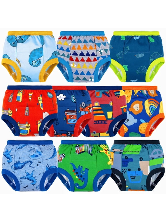 10 Packs Baby Girls' and Boys' Potty Training Pants, 100% Cotton Absorbent Training Underwear for Toddler, 2T