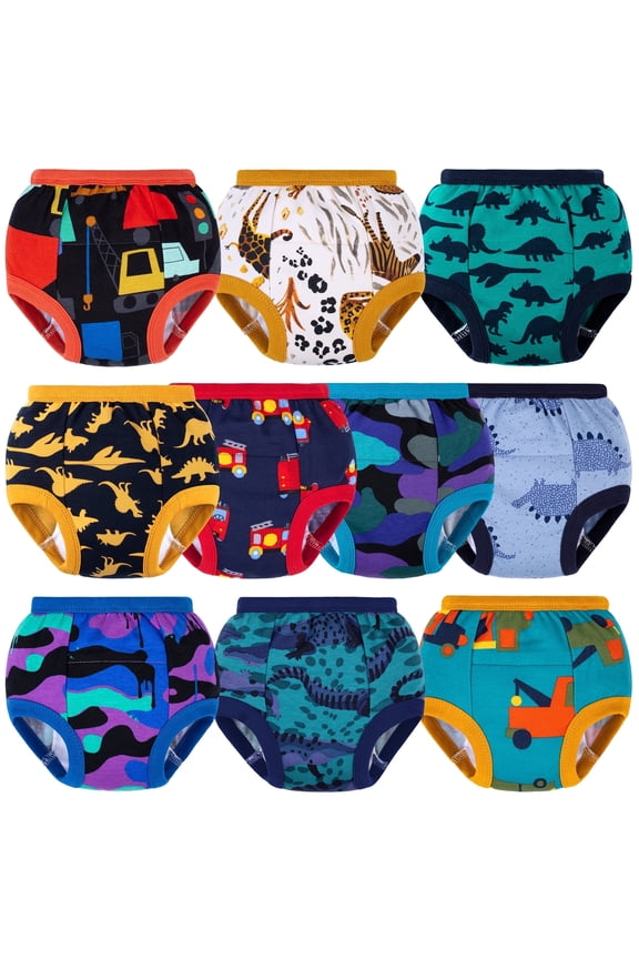 10 Packs Baby Girls' and Boys' Potty Training Pants, 100% Cotton Absorbent Training Underwear for Toddler, 4T