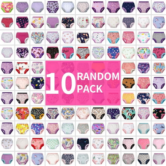 BIG ELEPHANT 10-Pcs Potty Training Underwear for Girls, Random Color