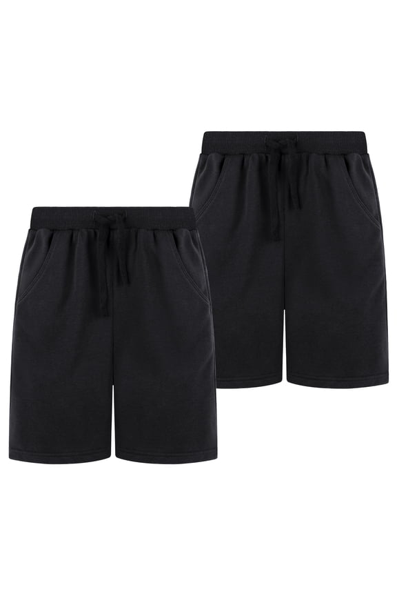 2 PCS Boys' Athletic Shorts with Pockets and Adjustable Drawstring. Sizes Range from XS to XXXL