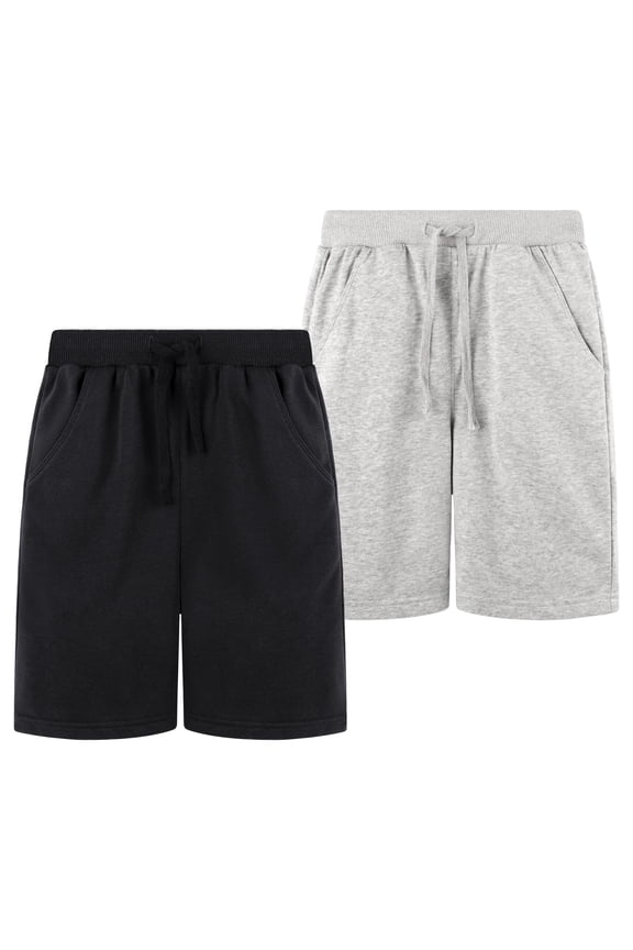 2 PCS Boys' Athletic Shorts with Pockets and Adjustable Drawstring. Sizes Range from XS to XXXL