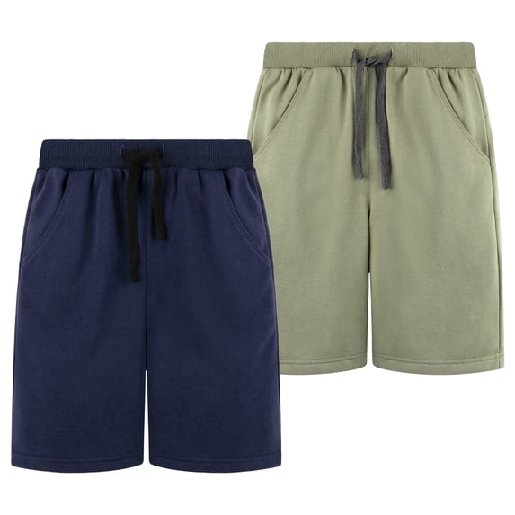 BIG ELEPHANT 2 PCS Boys' Athletic Shorts with Pockets and Adjustable Drawstring. Sizes Range from XS to XXXL