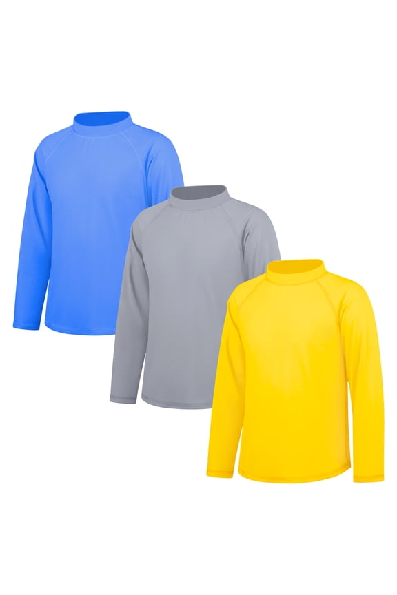 3 Pack Kids Rash Guard Swim Shirt UPF 56+ Long Sleeve Rashguard Swimwear Surf Tops Sun Protection for Boys Girls
