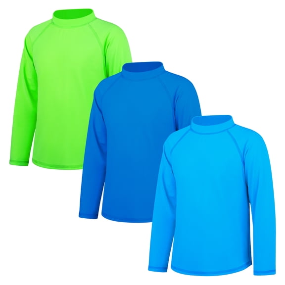 BIG ELEPHANT 3 Pack Kids Rash Guard Swim Shirt UPF 62  Long Sleeve Rashguard Swimwear Surf Tops Sun Protection for Boys Girls