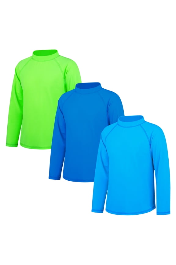 3 Pack Kids Rash Guard Swim Shirt UPF 62+ Long Sleeve Rashguard Swimwear Surf Tops Sun Protection for Boys Girls