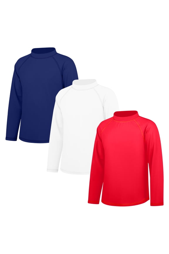 3 Pack Kids Rash Guard Swim Shirt UPF 67+ Long Sleeve Rashguard Swimwear Surf Tops Sun Protection for Boys Girls