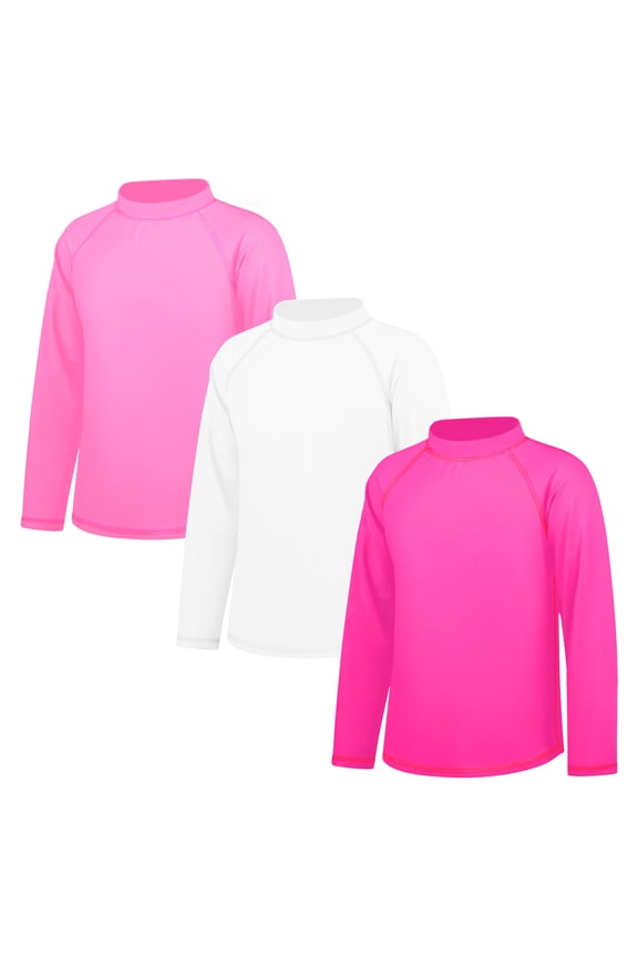 3 Pack Kids Rash Guard Swim Shirt UPF 73+ Long Sleeve Rashguard Swimwear Surf Tops Sun Protection for Boys Girls