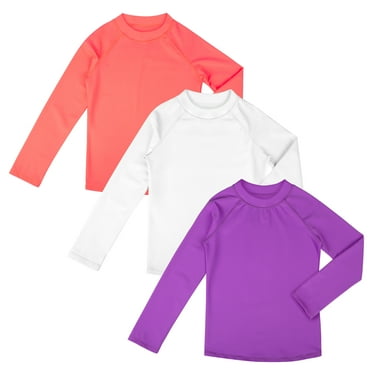 BIG ELEPHANT 3 Pack Kids Rash Guard Swim Shirt UPF 82+ Long Sleeve Rashguard Swimwear Surf Tops Sun Protection for Boys Girls