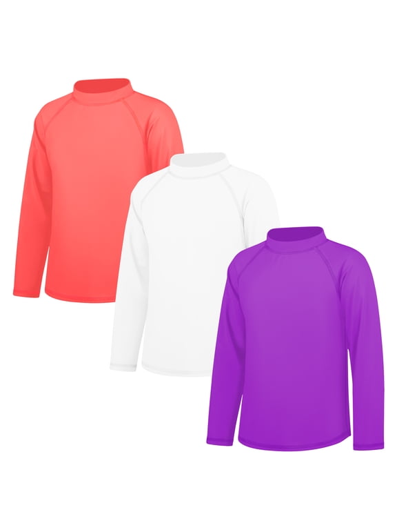 3 Pack Kids Rash Guard Swim Shirt UPF 83+ Long Sleeve Rashguard Swimwear Surf Tops Sun Protection for Boys Girls