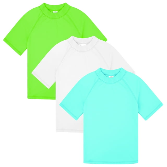 BIG ELEPHANT 3 Pack Kids Short Sleeve Rash Guard Shirt UPF 50+ Protection Swimwear Quick Dry Swim Tee Youth Rashguard