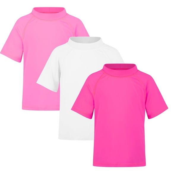BIG ELEPHANT 3 Pack Kids Short Sleeve Rash Guard Shirt UPF 50  Protection Swimwear Quick Dry Swim Tee Youth Rashguard