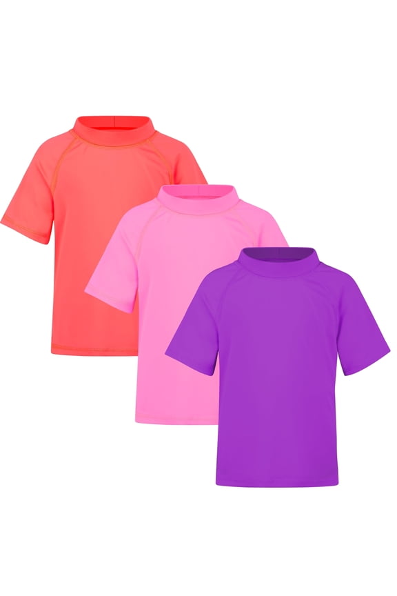 3 Pack Kids Short Sleeve Rash Guard Shirt UPF 50+ Protection Swimwear Quick Dry Swim Tee Youth Rashguard