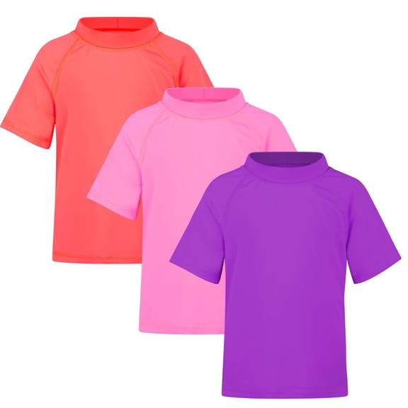 BIG ELEPHANT 3 Pack Kids Short Sleeve Rash Guard Shirt UPF 50+ Protection Swimwear Quick Dry Swim Tee Youth Rashguard