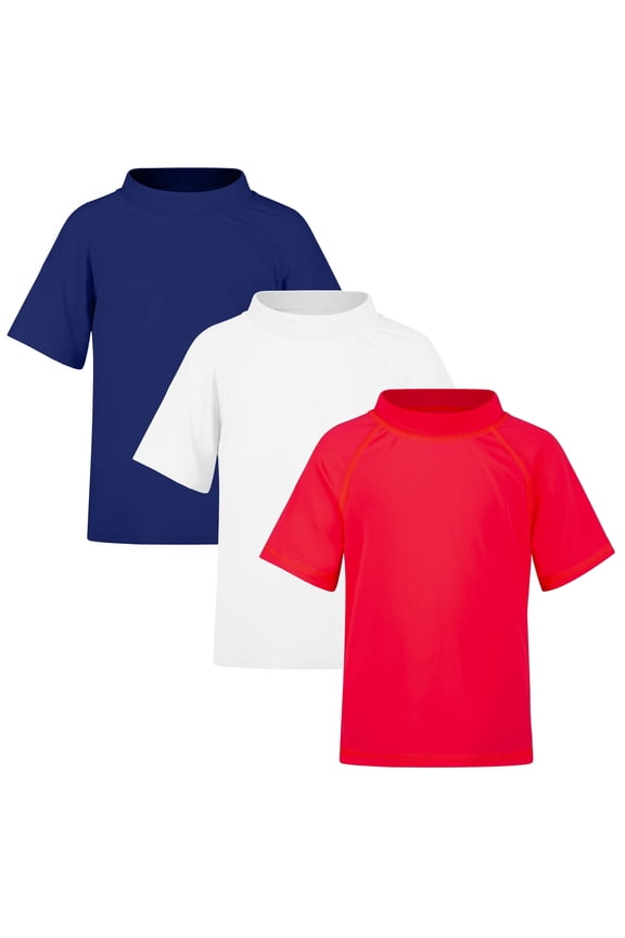 3 Pack Kids Short Sleeve Rash Guard Shirt UPF 50+ Protection Swimwear Quick Dry Swim Tee Youth Rashguard