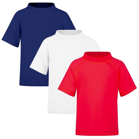 BIG ELEPHANT 3 Pack Kids Short Sleeve Rash Guard Shirt UPF 50+ Protection Swimwear Quick Dry Swim Tee Youth Rashguard