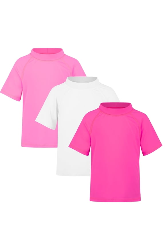 3 Pack Kids Short Sleeve Rash Guard Shirt UPF 50+ Protection Swimwear Quick Dry Swim Tee Youth Rashguard