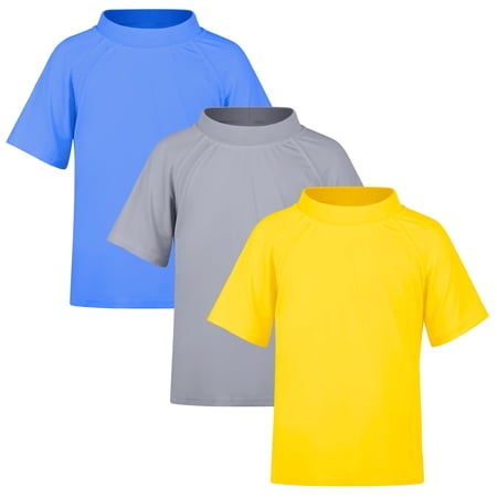 BIG ELEPHANT 3 Pack Kids Short Sleeve Rash Guard Shirt UPF 50+ Protection Swimwear Quick Dry Swim Tee Youth Rashguard