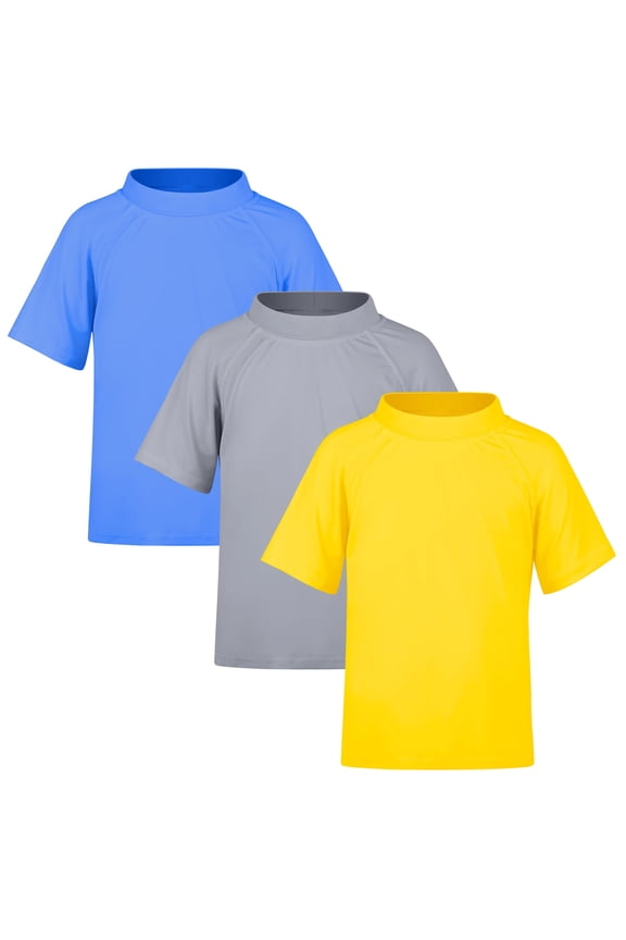3 Pack Kids Short Sleeve Rash Guard Shirt UPF 50+ Protection Swimwear Quick Dry Swim Tee Youth Rashguard