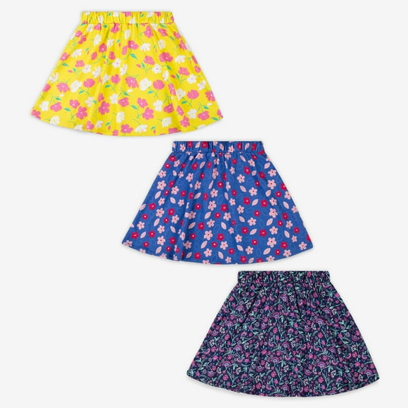 BIG ELEPHANT 3 Pack Skorts for Girls Kids, Floral Cake Skirt, 3-10Y