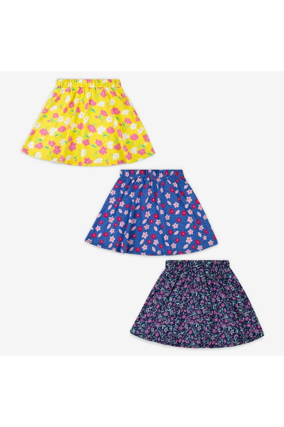 3 Pack Skorts for Girls Kids, Floral Cake Skirt, 3-10Y