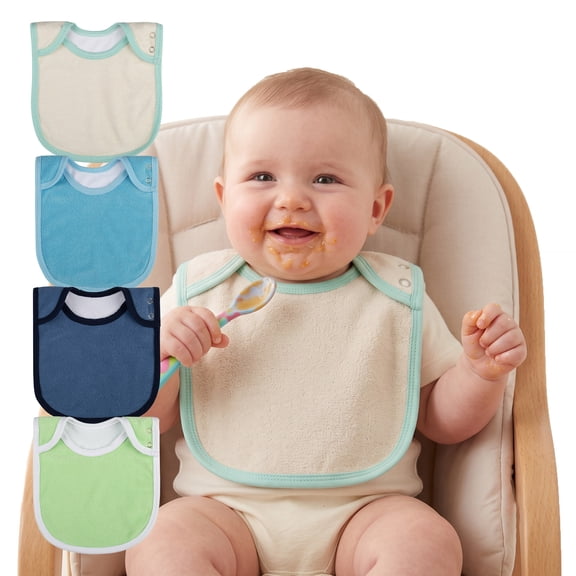 BIG ELEPHANT 4 Packs Baby Bibs Cotton Baby Drool Bibs for Drooling and Teething Solid
