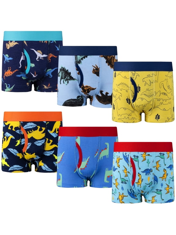 6-Pack Boys' Boxer Briefs – 100% Cotton, Soft & Breathable Toddler Underwear, Sizes 3-9Y