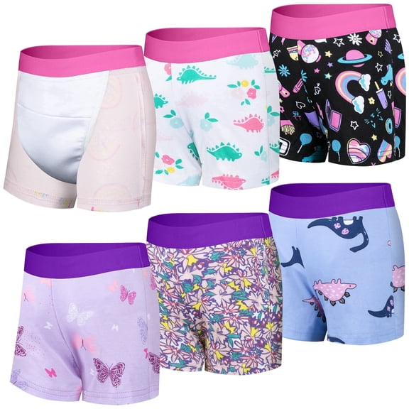 BIG ELEPHANT 6 Pack Cotton Potty Training Pants for Toddlers, Soft Absorbent Unisex Boxer Style Underwear for Boys & Girls, Sizes 2-5Y