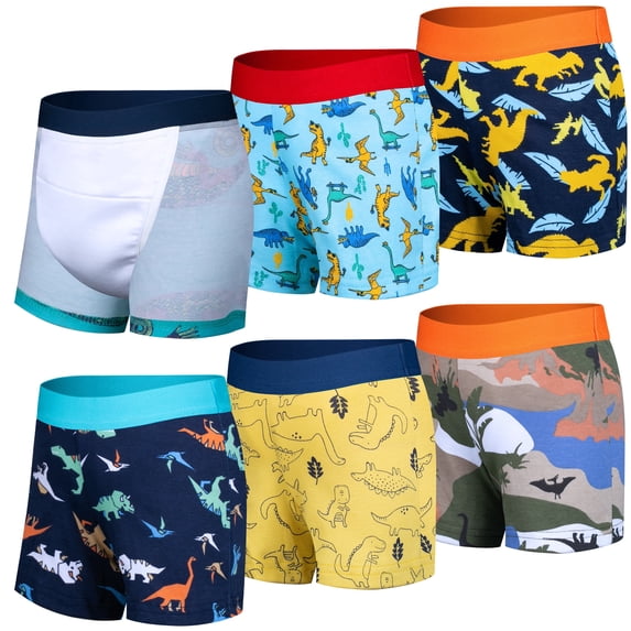 BIG ELEPHANT 6 Pack Cotton Potty Training Pants for Toddlers, Soft Absorbent Unisex Boxer Style Underwear for Boys & Girls, Sizes 2-5Y