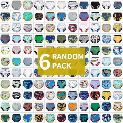 BIG ELEPHANT 6 Pack Random Color Training Pants, Toddler Training Underwear for Boys