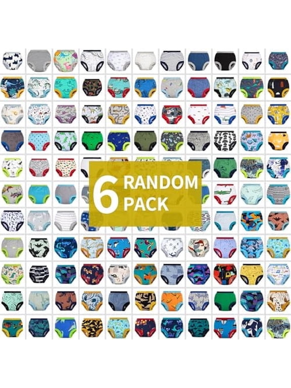 6 Pack Random Color Training Pants, Toddler Training Underwear for Boys