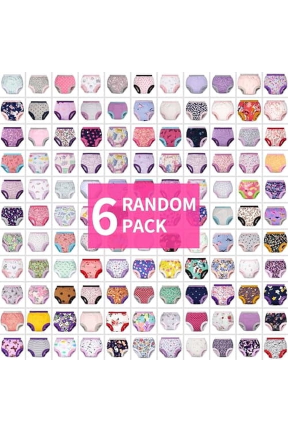 6 Pack Random Color Training Pants, Toddler Training Underwear for Girls