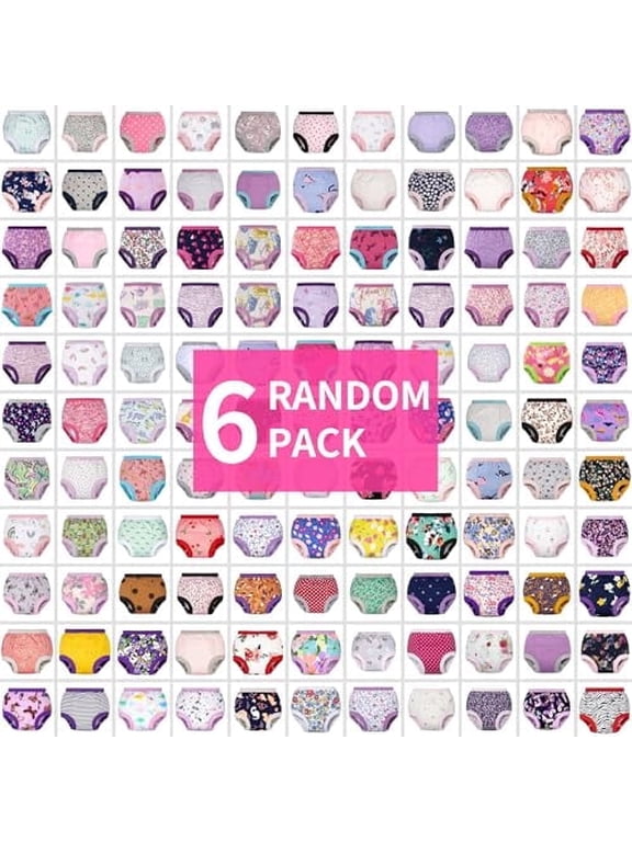 6 Pack Random Color Training Pants, Toddler Training Underwear for Girls