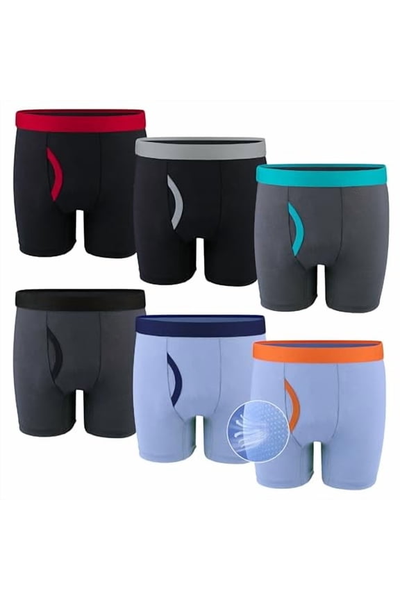 6 Packs Boys' Boxer Briefs, Youth Mesh Breathable Athletic Underwear(XS-XXL)