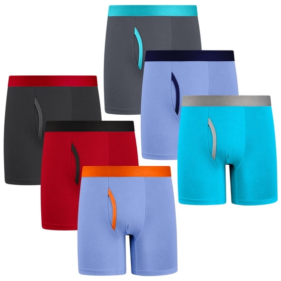 Protium 6 Packs Boys' Boxer Briefs, Youth Mesh Breathable Athletic Underwear(XS-XXL)