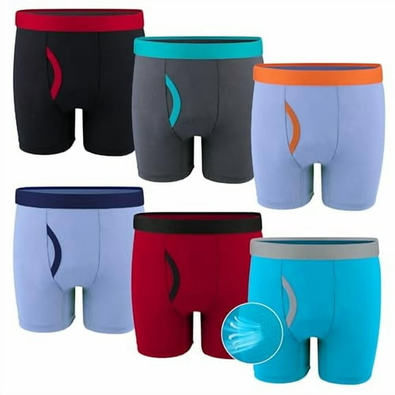 Protium 6 Packs Boys' Boxer Briefs, Youth Mesh Breathable Athletic Underwear(XS-XXL)
