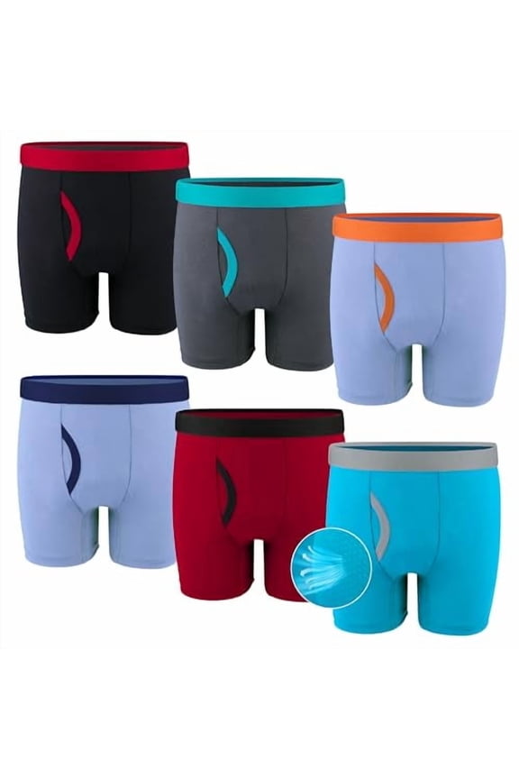 6 Packs Boys' Boxer Briefs, Youth Mesh Breathable Athletic Underwear(XS-XXL)