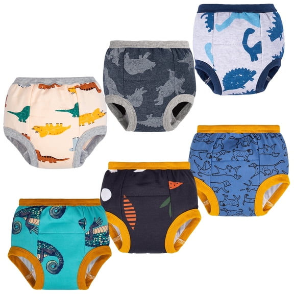 BIG ELEPHANT 6 packsToddler Training Pants, Soft Cotton Absorbent Training Underwear for Baby Boys & Girls, Ages 12M-6Y