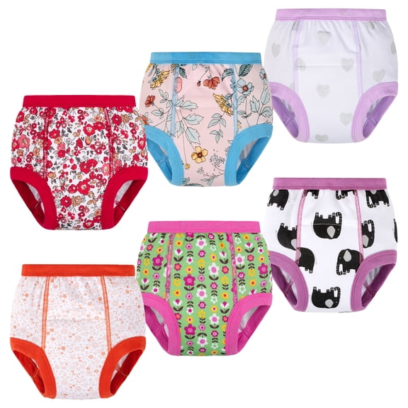BIG ELEPHANT 6 packsToddler Training Pants, Soft Cotton Absorbent Training Underwear for Baby Girls, Ages 3T