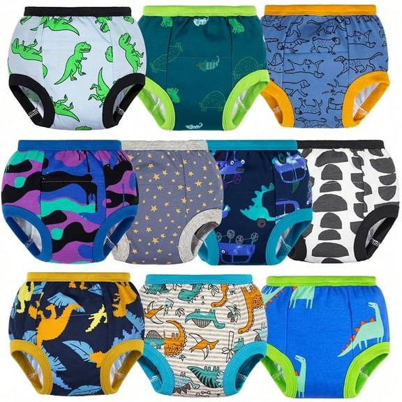 BIG ELEPHANT Baby Boys Potty Training Pants, Toddler Cotton Soft Training Underwear, 10-pack, Size 5T