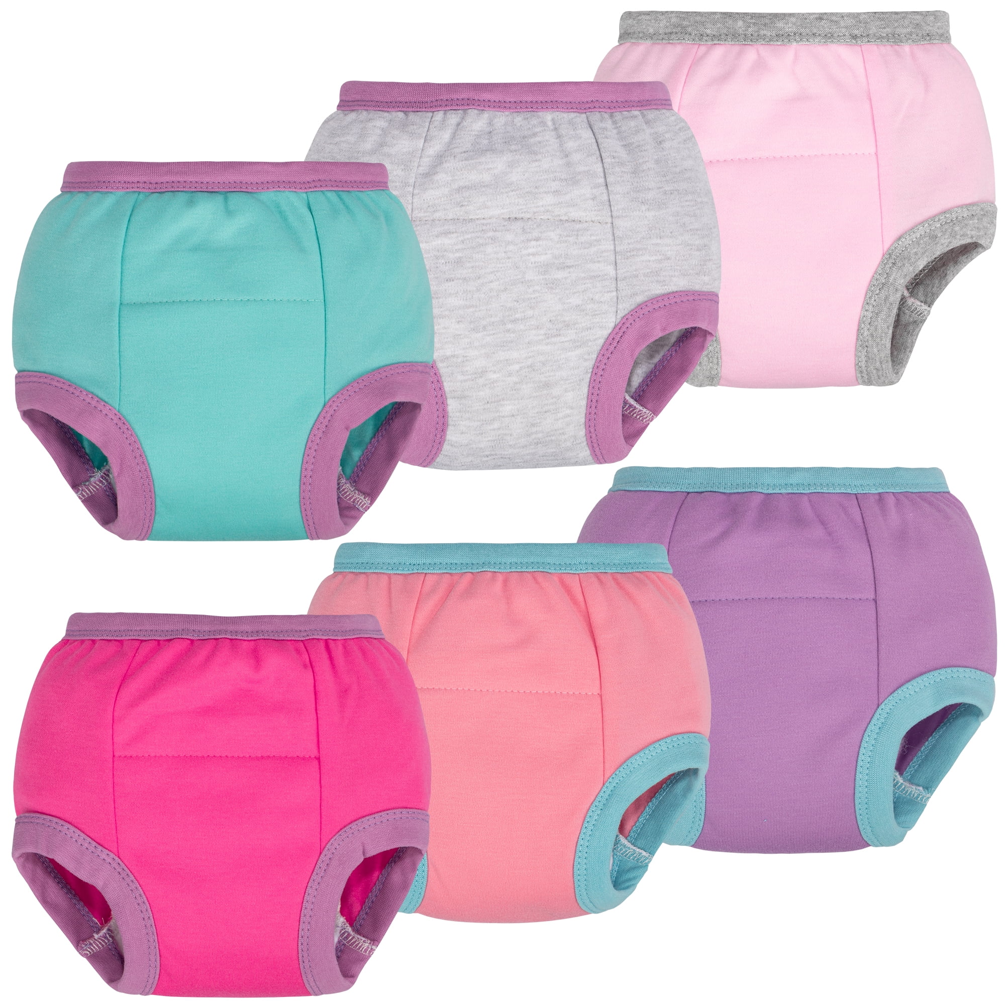 BIG ELEPHANT Baby Girls Potty Training Pants, Toddler Solid Color