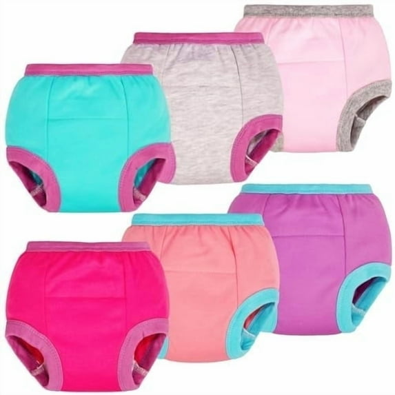 BIG ELEPHANT Baby Girls Potty Training Pants, Toddler Solid Color Training Underwear, 7-8Y