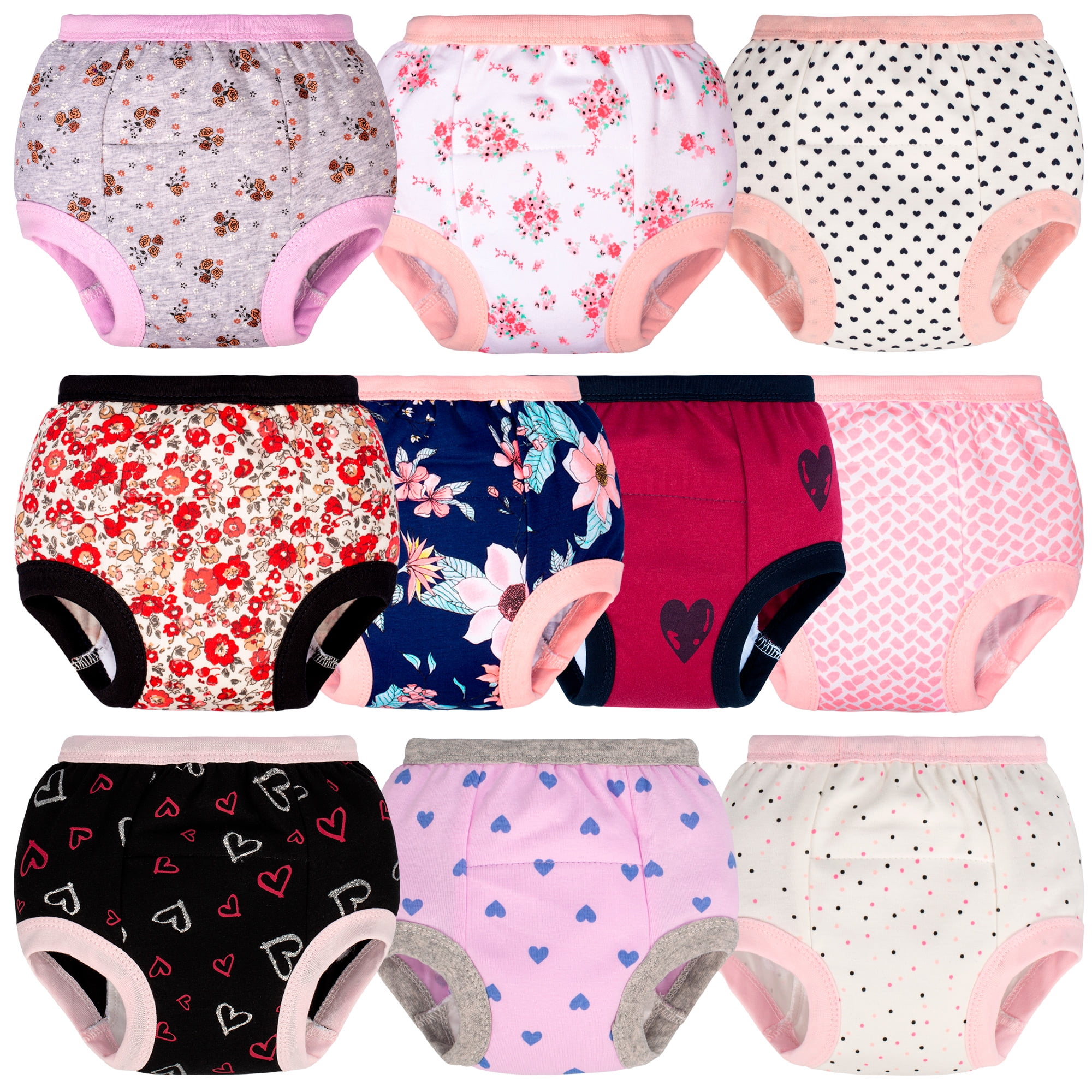 BIG ELEPHANT Baby Girls Potty Training Pants, Toddler Training Underwear 10  Packs, 12-24 Months 