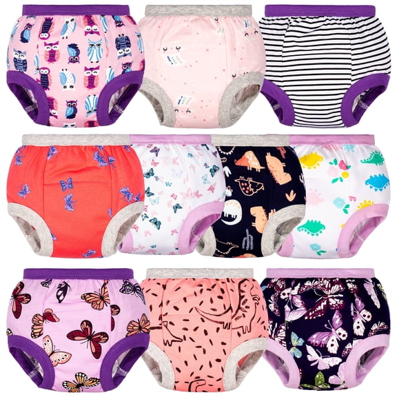 BIG ELEPHANT Baby Girls Potty Training Pants, Toddler Training Underwear 10 Packs, 2T