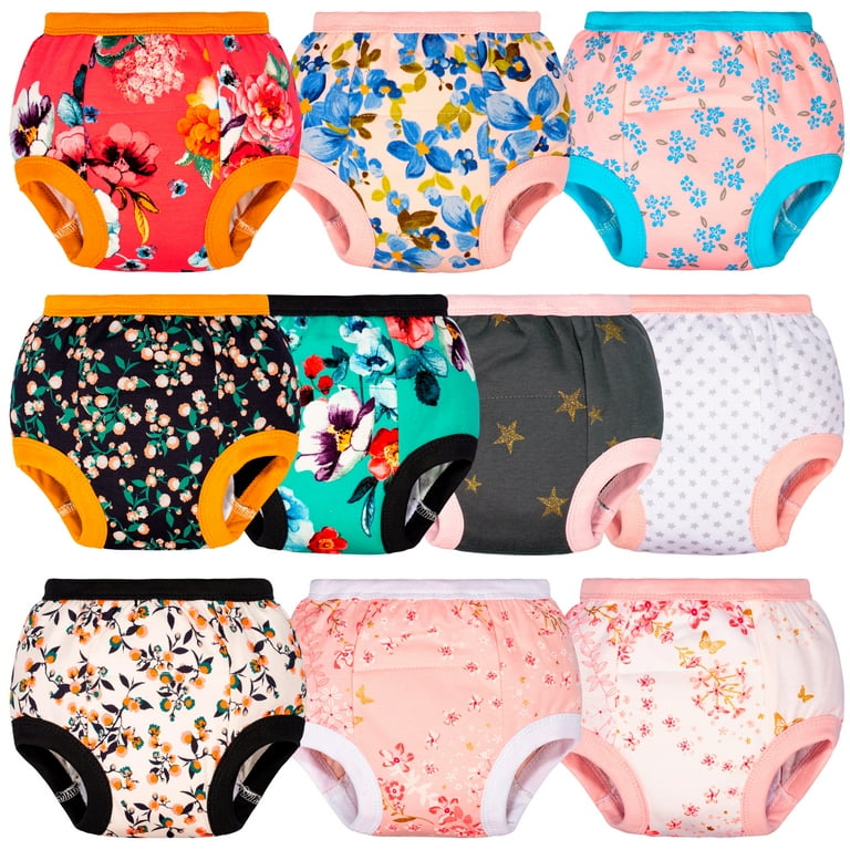 BIG ELEPHANT Baby Girls Potty Training Pants, Toddler Training Underwear 10  Packs, 2T 