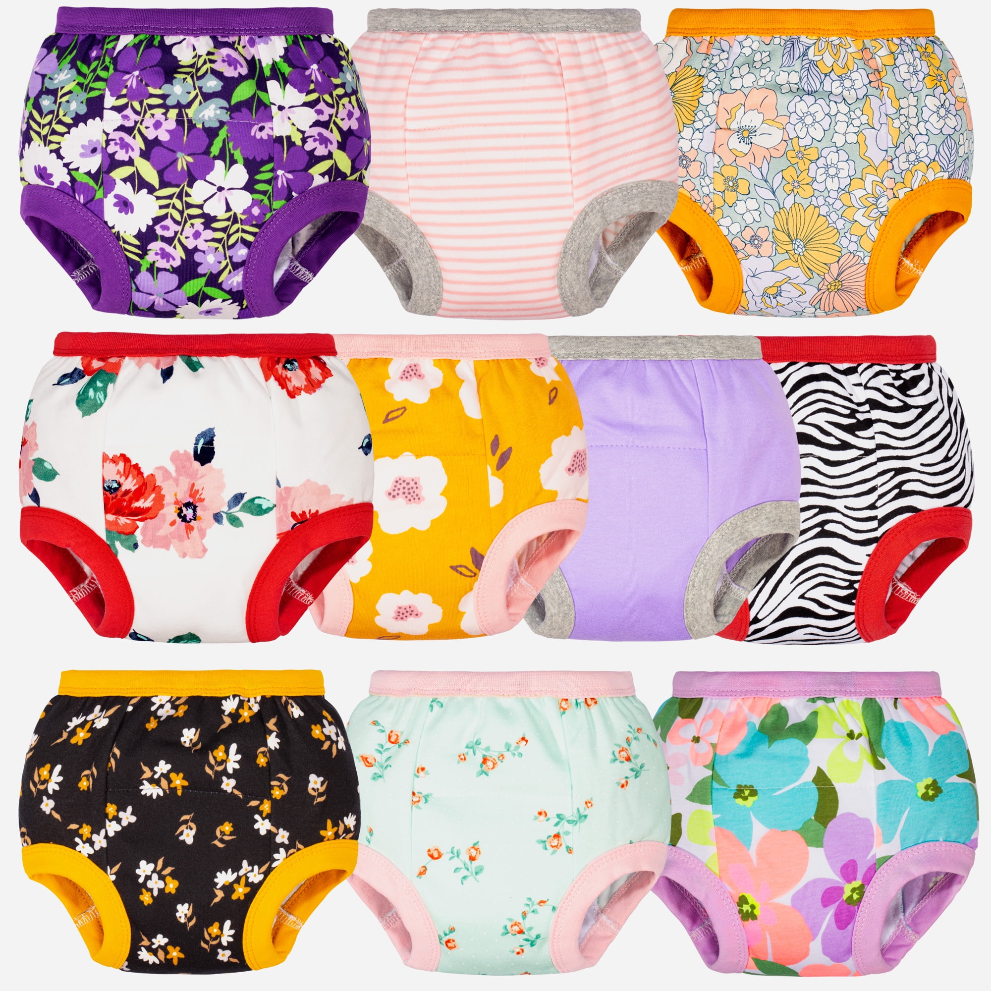 BIG ELEPHANT Baby Girls Potty Training Pants, Toddler Training Underwear 10  Packs, 3T 