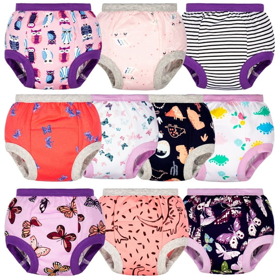 BIG ELEPHANT Baby Girls Potty Training Pants, Toddler Training Underwear 10 Packs, 2T