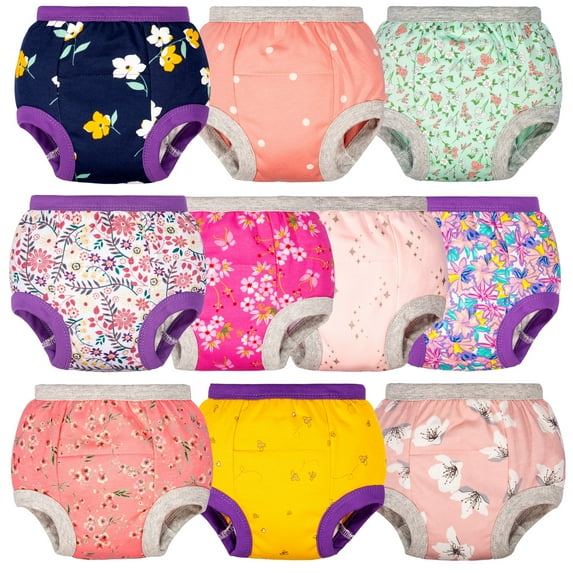 BIG ELEPHANT Baby Girls Potty Training Pants, Toddler Training Underwear 10 Packs, 4T