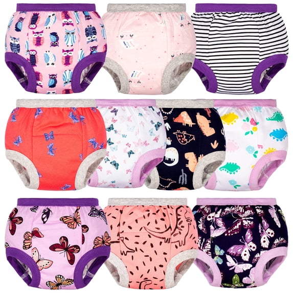 BIG ELEPHANT Baby Girls Potty Training Pants, Toddler Training Underwear 10 Packs, 5T