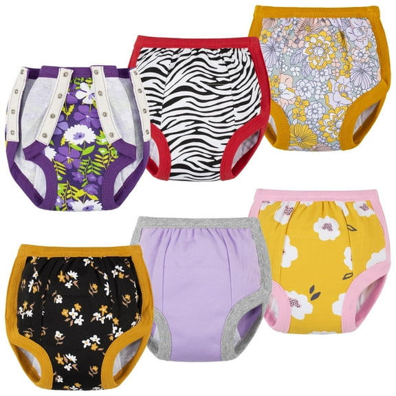 BIG ELEPHANT Baby Side Button Training Pants, Reusable Snaps on 100% Cotton Training Underwear for Toddler 2 Years - 4 Years